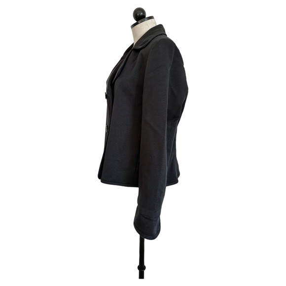Talbots Black Pea Coat Double Breasted Textured Ridged Fully Lined Size 14 - Picture 4 of 14